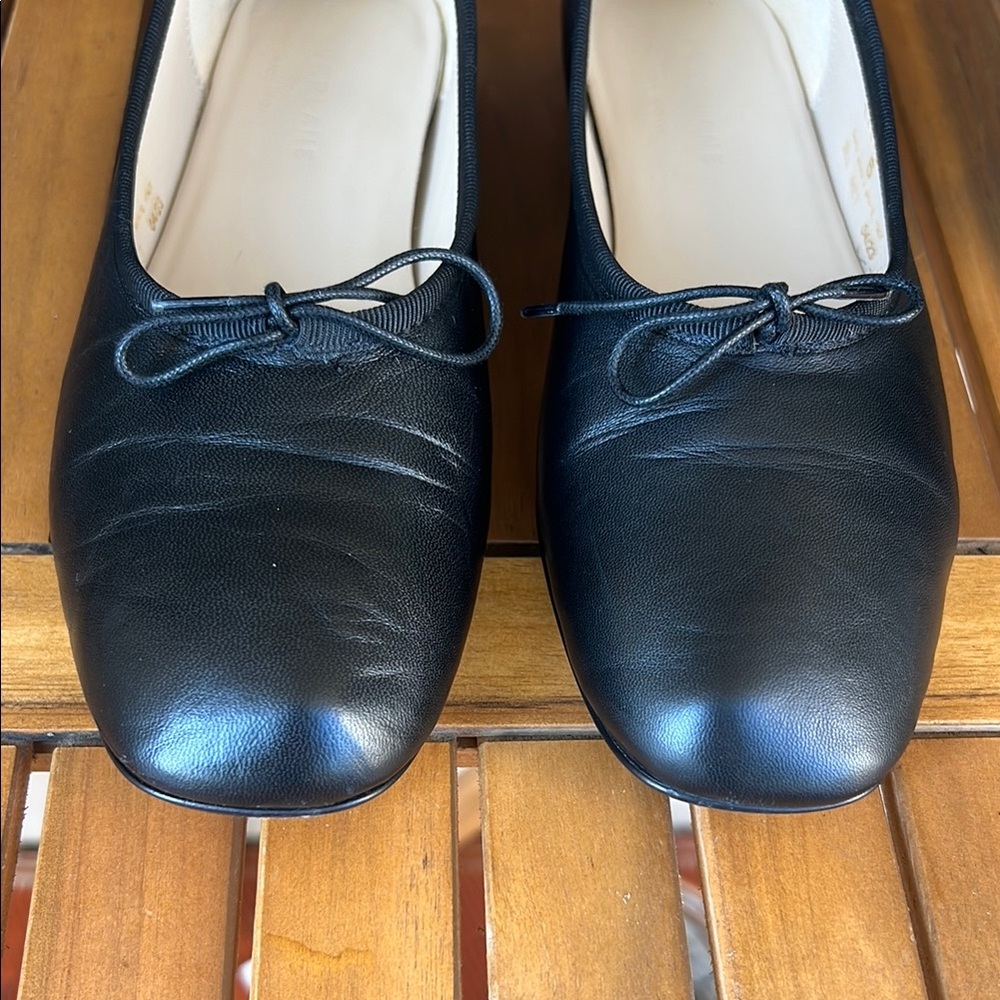 Black Leather Ballet Flats - Picture 3 of 6